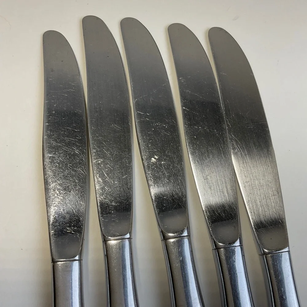 Oneida Wm A Rogers La Rose Stainless Flatware Set 5 Knives 1 Fork Vintage Floral